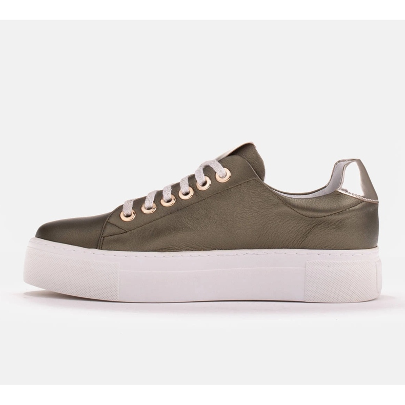 Marco Shoes Damen Sneaker aus echtem Leder auf dicker Sohle grün 2