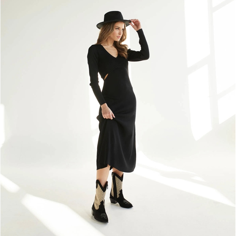 Marco Shoes Cowboystiefel in Kombination mit Wildleder und Stoff schwarz 1