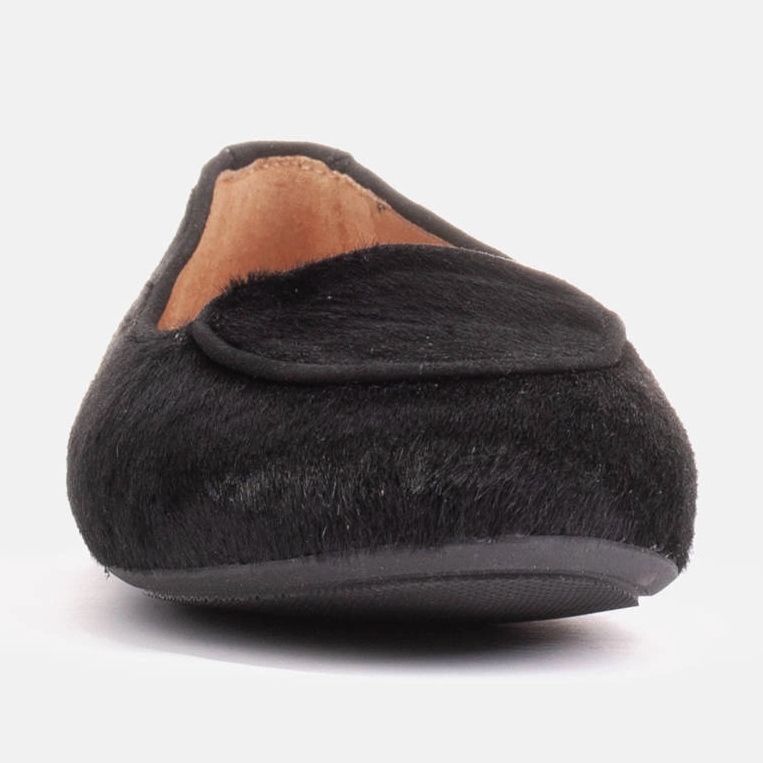 Marco Shoes Ballerinas aus Leder mit Haaren schwarz 1