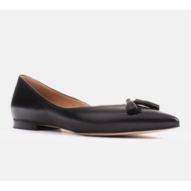 Marco Shoes Ballerinas aus Leder mit dekorativen Fransen schwarz 1