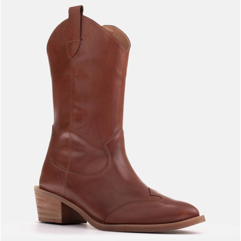 Marco Shoes Braune Cowboystiefel aus genarbtem Leder 1598B-003-1 BP 1