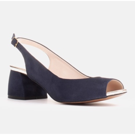 Marco Shoes Sandale aus marineblauem Wildleder mit stabilem Absatz 1