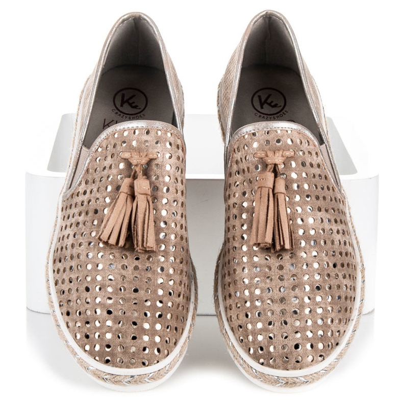 Kylie Durchbrochene Slipony-Espadrilles braun 1