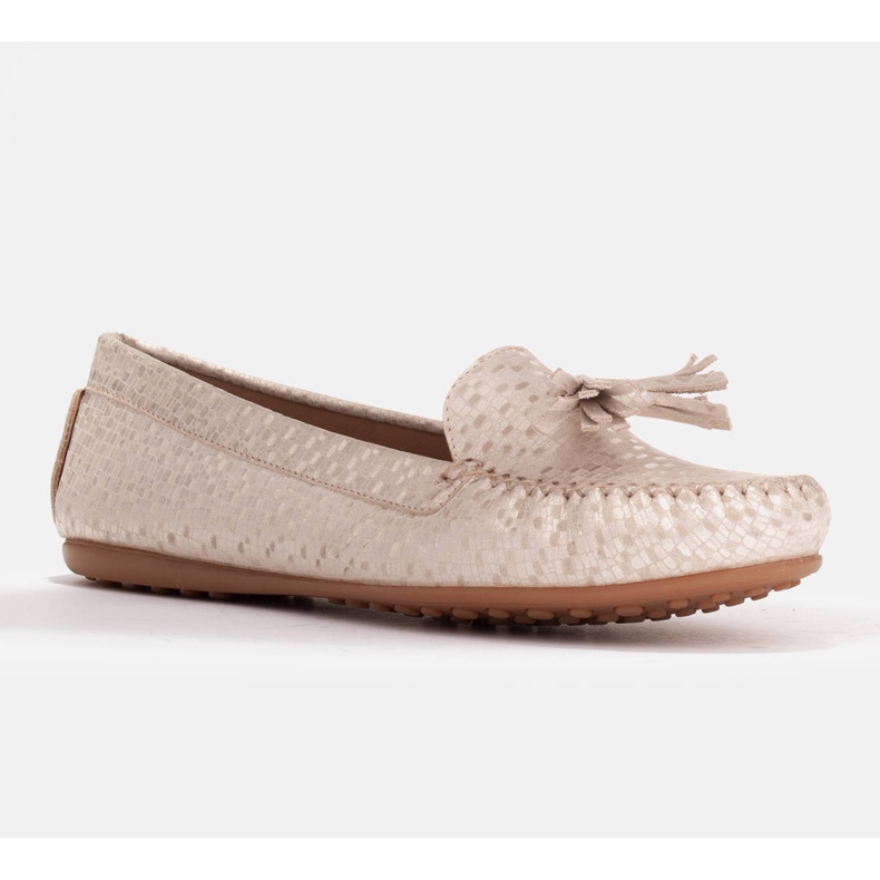 Marco Shoes Ballerina-Mokassin aus beigem und goldfarbenem Leder golden 1