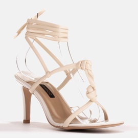 Marco Shoes Sandalen mit Knoten und um den Knöchel gebunden beige 1
