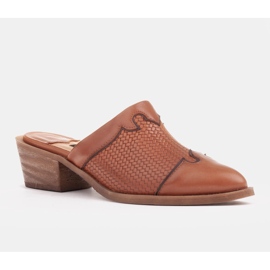 Marco Shoes Damen-Slipper aus Leder mit Rillen braun 1