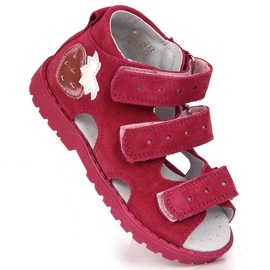 Mädchen-Ledersandalen mit fuchsia-erdbeerfarbenem Kornecki rosa 1