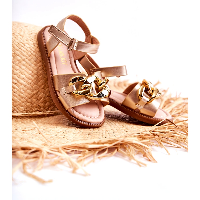 FR1 Kindersandalen mit goldenem Layra-Klettverschluss 1