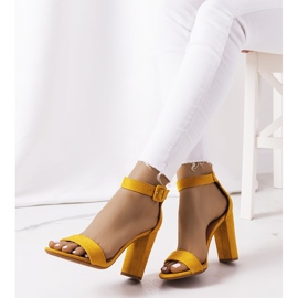 Gelbe Sandalen auf einem Hopkins-Posten 1