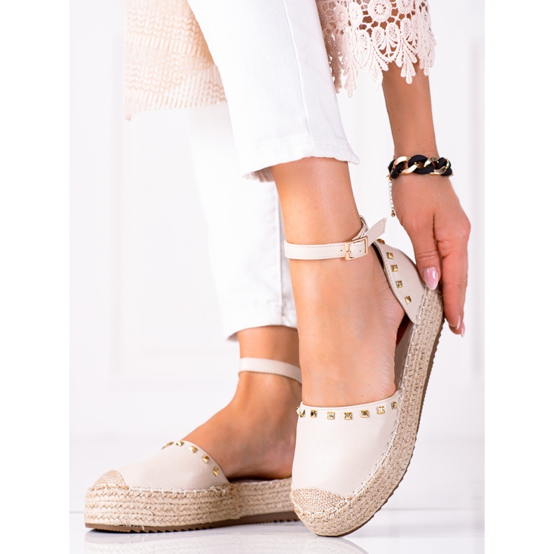 SHELOVET Espadrilles mit Nieten beige 1