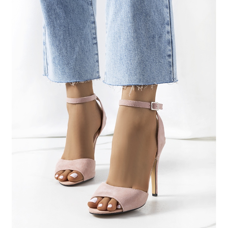 Rosa offene Pumps auf einem Luigina-Absatz 1