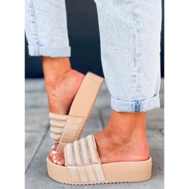 Leah Beige Pantoffeln mit hohen Sohlen 2