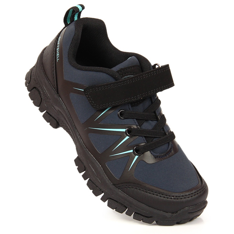 Kinder-Trekkingschuhe wasserdicht mit Klettverschluss American Club marineblau schwarz 1