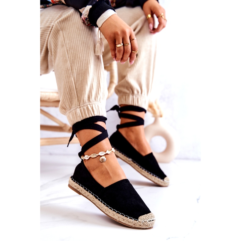 FB1 Ismanne schwarze Wildleder Espadrilles gebunden 4