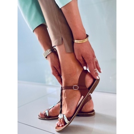 Basma Camel schillernde Damensandalen braun 2