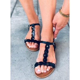 Basma Schwarz schillernde Damensandalen 1