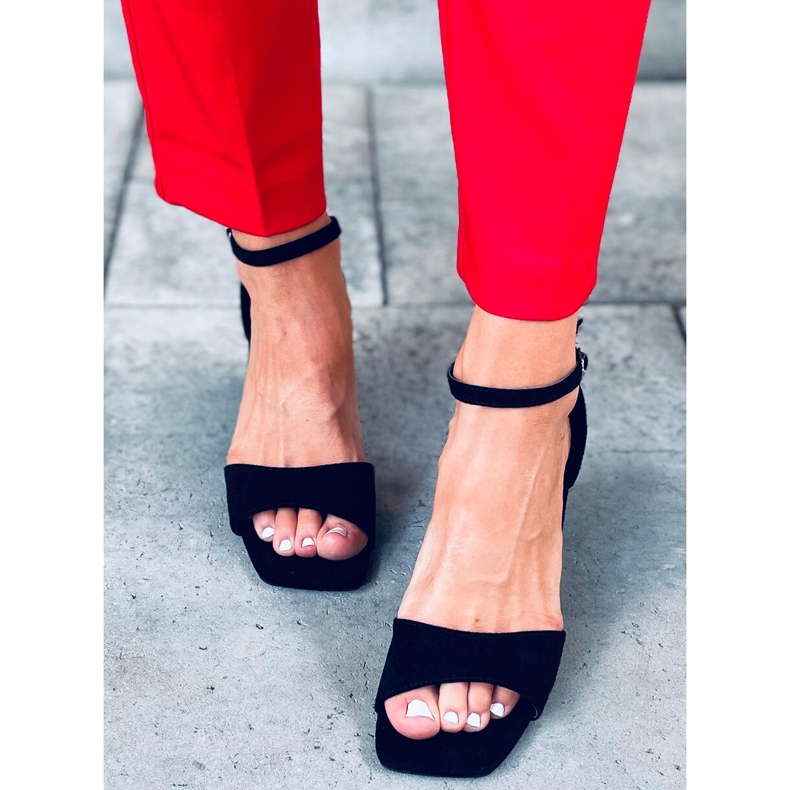 Damen-Sandalen mit hohem Absatz und Veloursleder Silence Black schwarz 1