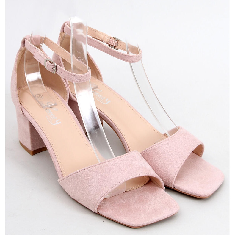 Damen-Sandalen mit hohem Absatz, Veloursleder Silence Nude rosa 1