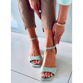 Grüne Wildleder-Sandalen mit hohen Absätzen für Damen 1