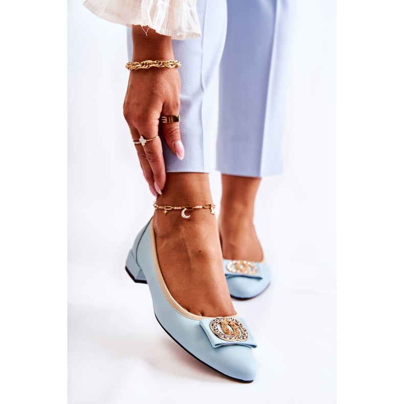 Ballerinas aus Leder mit blauem Joliet-Ornament 1