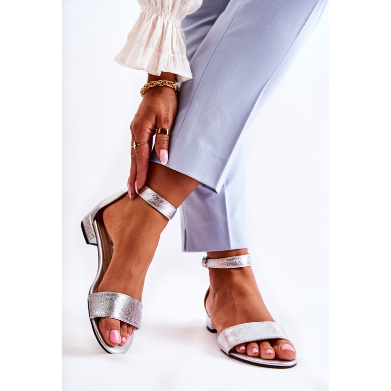 PA2 Damen Silber Shanley Ledersandalen 2