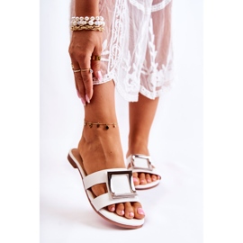 PG1 Lederhausschuhe für Damen mit weißer Roysa-Dekoration 1