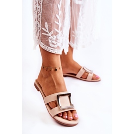 PG1 Lederpantoffeln für Damen mit Nude Roys-Dekoration beige 1