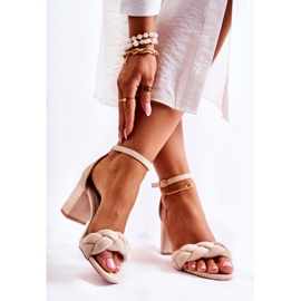 PH1 Wildledersandalen mit dekorativem Zopf Beige Casima 2