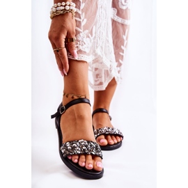 Klassische Damensandalen mit Ornamenten Schwarz Florella silber- 1