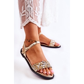 Klassische Damensandalen mit goldenen Florella-Ornamenten 1