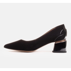 Marco Shoes Schwarze Wildlederpumps mit Blumenmuster 1