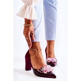 PA2 Modische Lederpumps mit kastanienbraunen Louna-Ornamenten rot 1