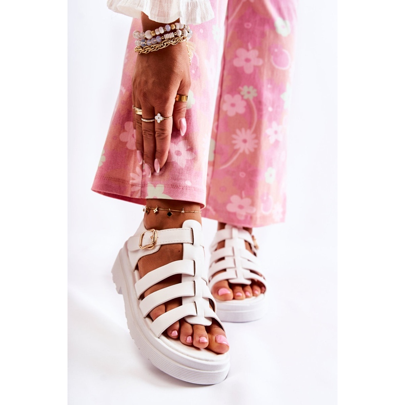 PG1 Modische Sandalen mit weißen Malien-Riemen 1