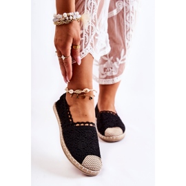 PH1 Schwarze durchbrochene Slip-On-Espadrilles für Damen 1