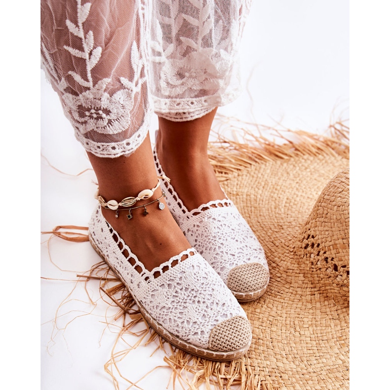 PH1 Weiße Letisa durchbrochene Espadrilles für Damen 2