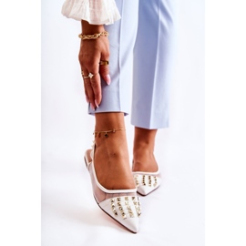 Damen-Ballerinas mit Nieten Weiß Kinley 1