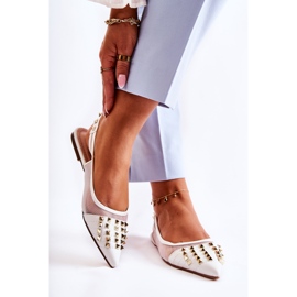 Damen-Ballerinas mit Nieten Weiß Kinley 2