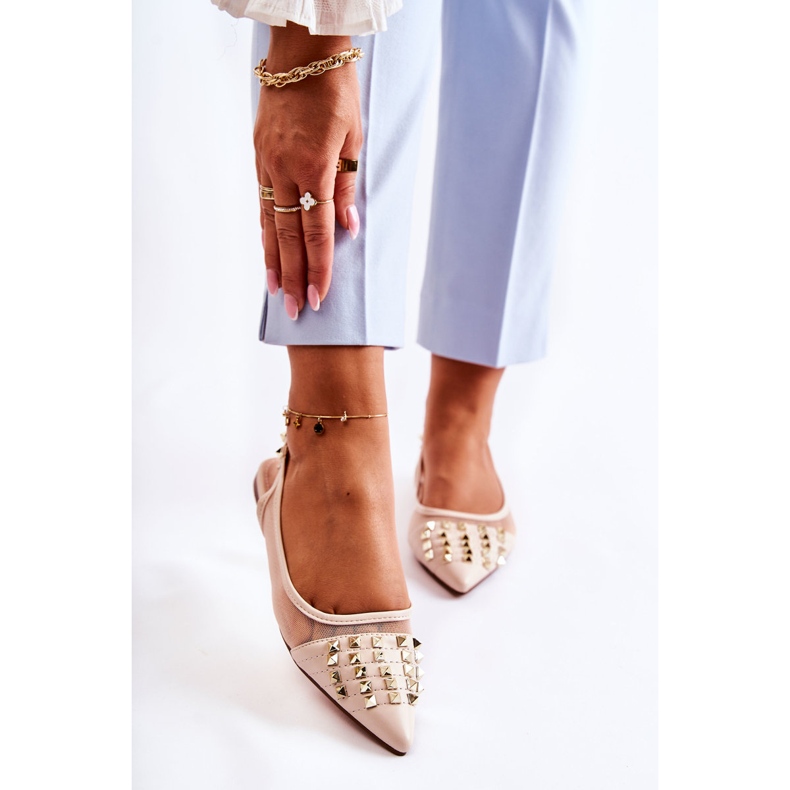 Damenballerinas mit Nieten Beige Kinley 1