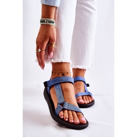 Klassische Damensandalen mit Klettverschluss Blau Kalla 1