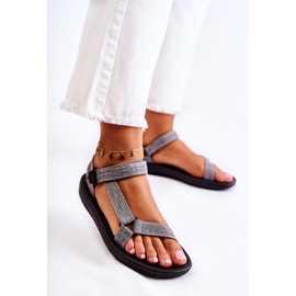 PM1 Klassische Damensandalen mit Klettverschluss Grau Kalla 1