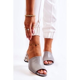 PA2 Damenhausschuhe aus Leder mit Ferse Grau Perry 1