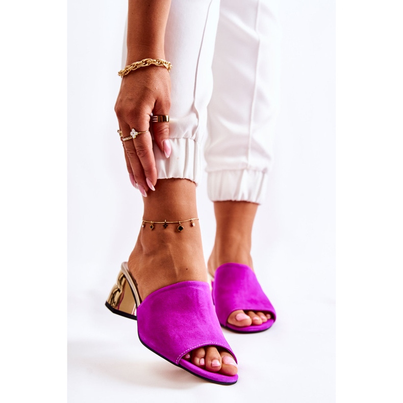 PA2 Wildleder Damenhausschuhe auf High Heel Fuchsia Perry rosa 1