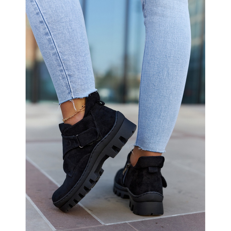 S.Barski Remgate Trapper aus schwarzem Wildleder mit Reißverschluss 4