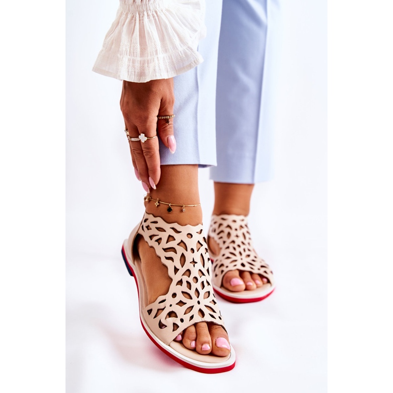 PA2 Leichte durchbrochene Sandalen aus Leder Beige Alima 1