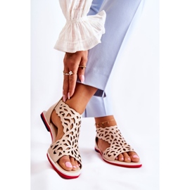 PA2 Leichte durchbrochene Sandalen aus Leder Beige Alima 2