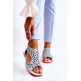 PA2 Leichte durchbrochene Sandalen aus Leder Hellblau Alima 1