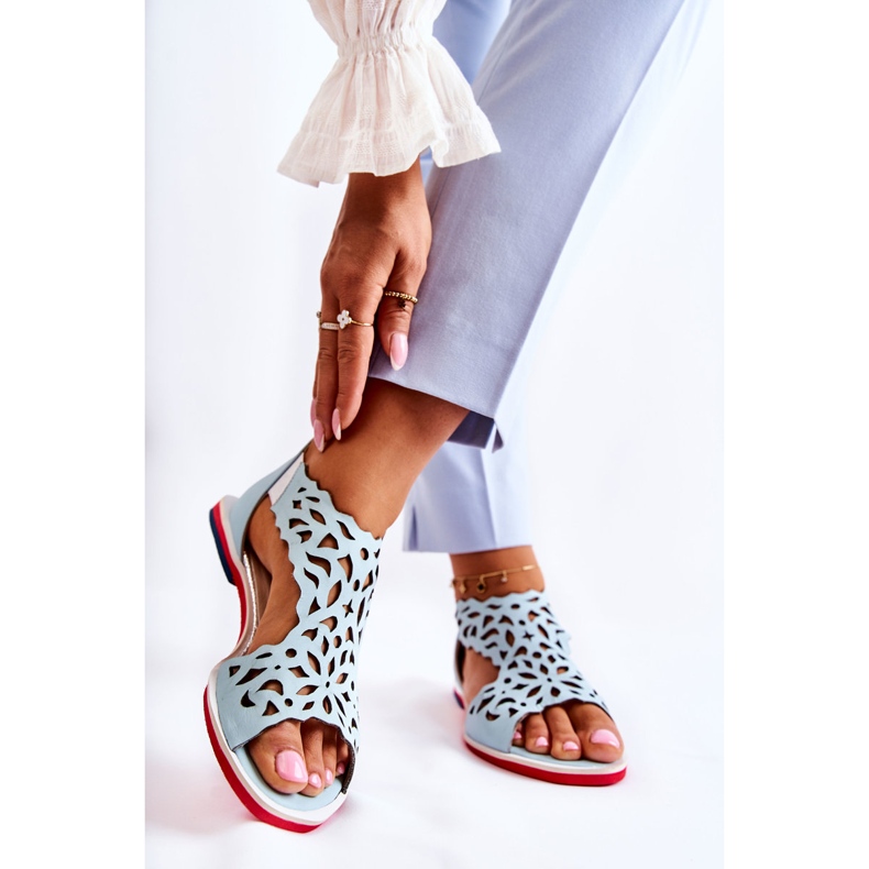 PA2 Leichte durchbrochene Sandalen aus Leder Hellblau Alima 2