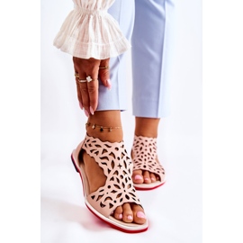 PA2 Hellrosa durchbrochene Sandalen aus Leder Alima 1