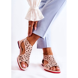 PA2 Hellrosa durchbrochene Sandalen aus Leder Alima 2