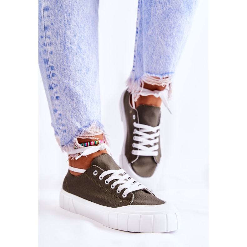 PS1 Damen Khaki Comes Plateau-Turnschuhe grün 2